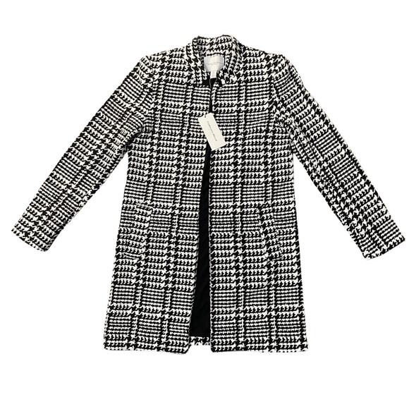 Carolina Belle Long Coat Plaid Houndstooth Classic Women's sz S White Black - Picture 4 of 12